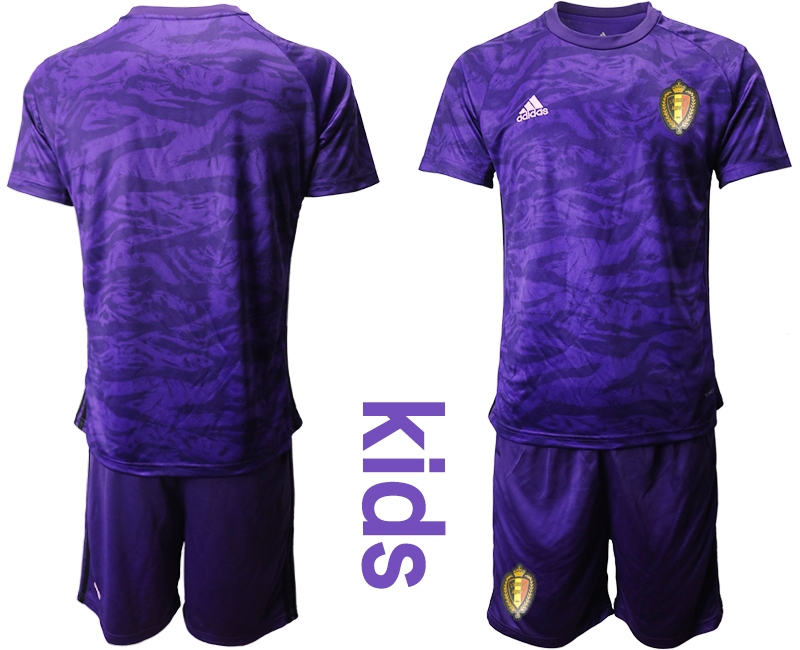 Youth 2021 European Cup Belgium purple goalkeeper Soccer Jersey1->belgium jersey->Soccer Country Jersey